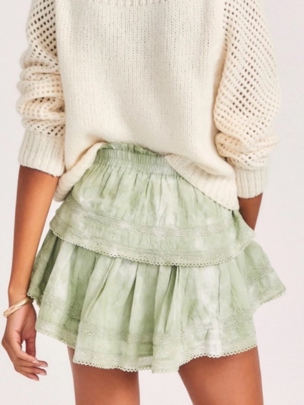 LoveShackFancy Ruffle Skirt Light Green